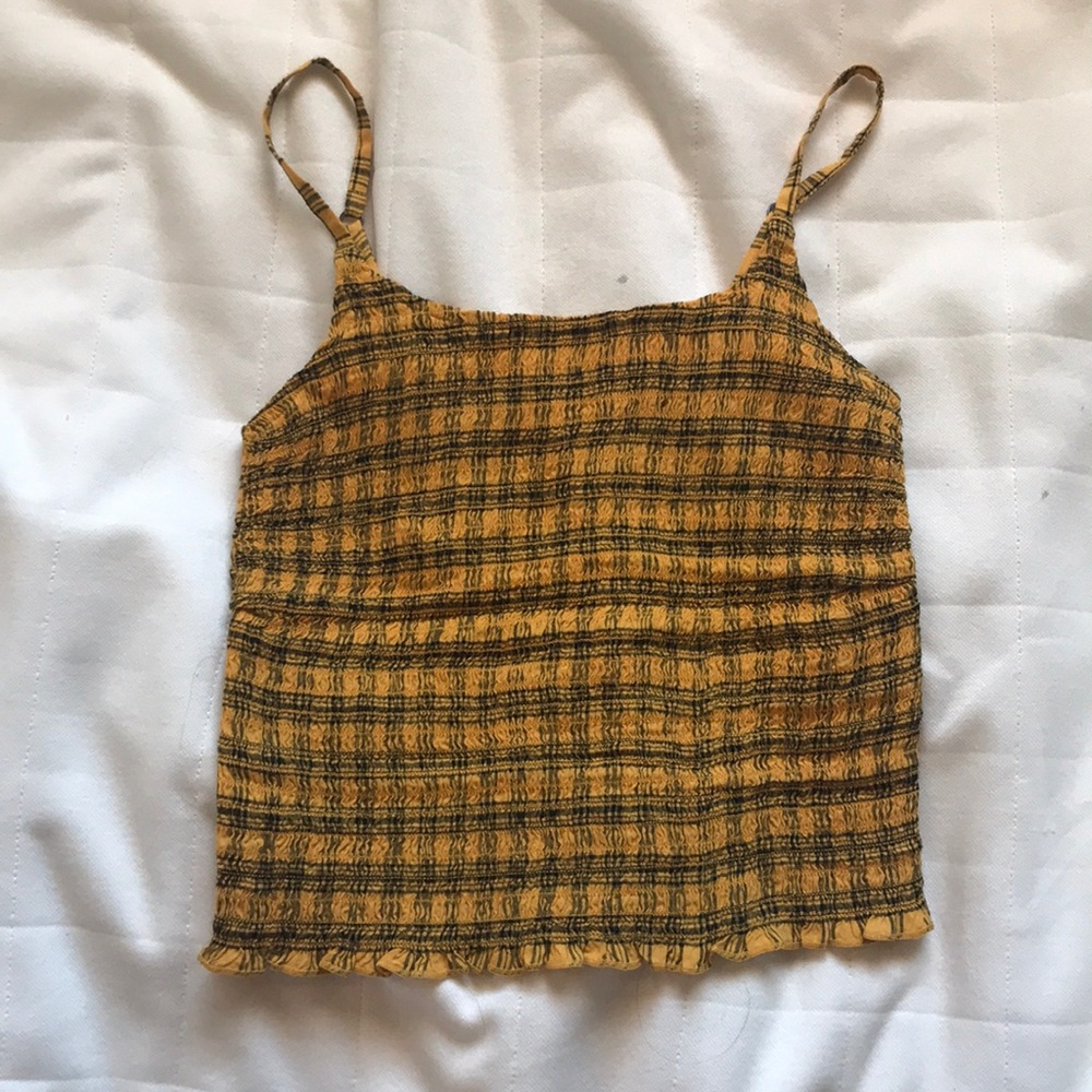 mustard & black crop tank